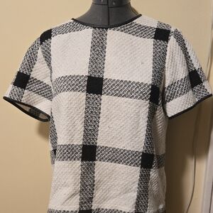 Ann Taylor Black and White Textured Top